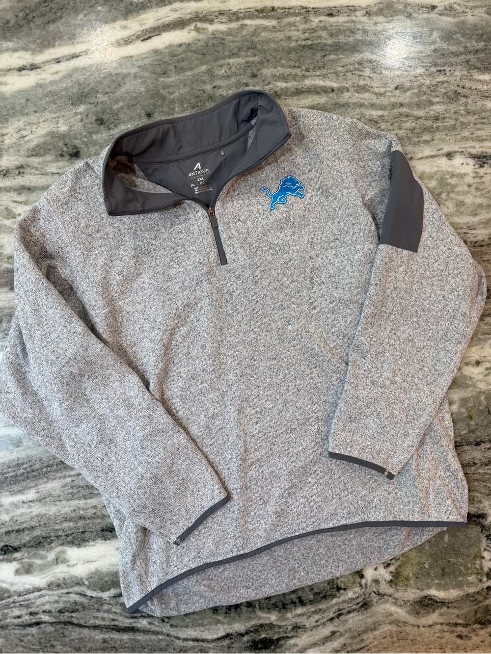 Detroit Lions Gray Heather Quarter-Zip Pullover with Blue Lions Logo
XXL